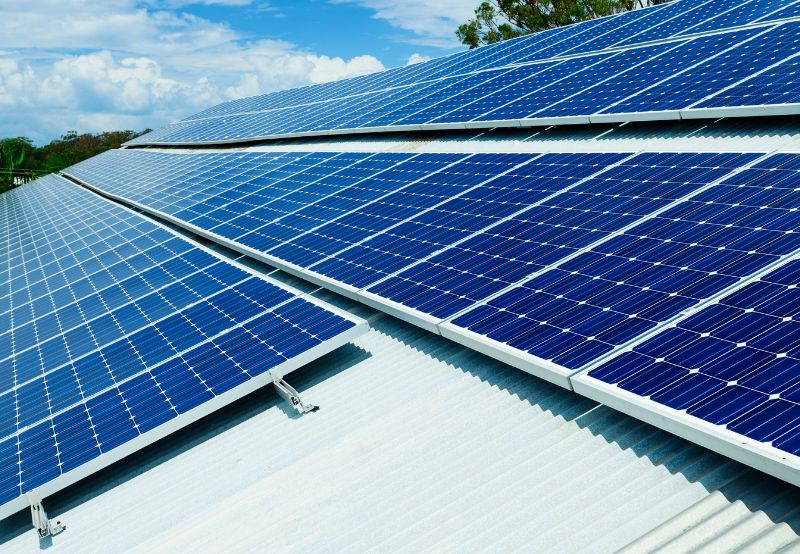 Solar panel installation on a modern rooftop